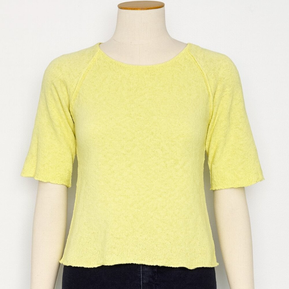 Lulu B Sweater Womens Medium Yellow Raglan‎ Top Nubby Versatile Basic Minimalist